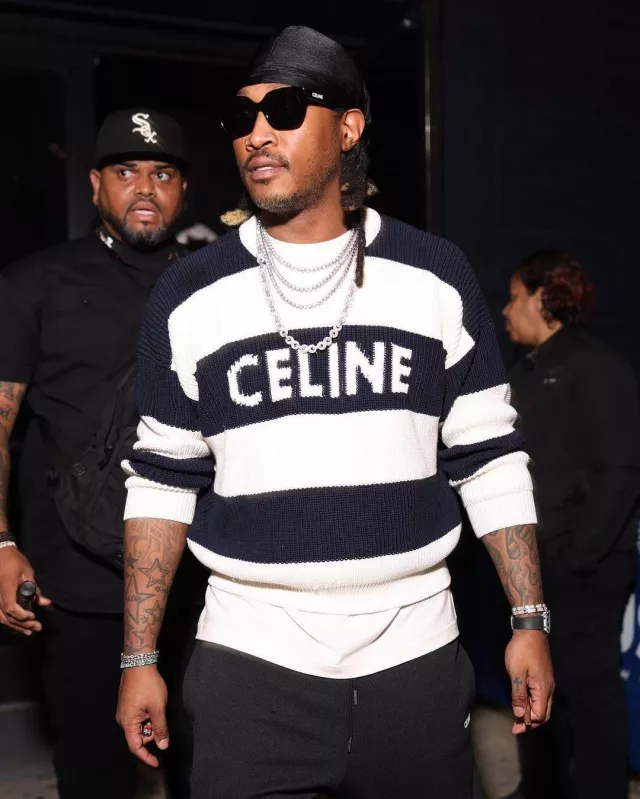 Celine Black Square Butterfly Sunglasses worn by Future on the Instagram account @futurehendrixbandz