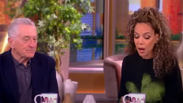 Victoria Beckham Feather-print Long-sleeve Midi Dress worn by Sunny Hostin as seen in The View on May 14, 2024