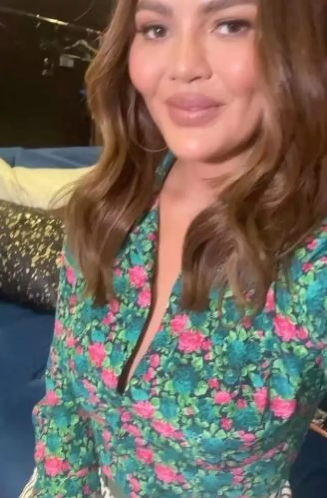 Gucci Floral Print Shirt And Bra Set In Floral Print Turquoise And(01)