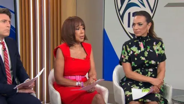 Vestido Akris Punto Abstract Print Silk Crêpe de Chine usado por Michelle Miller como se ve en CBS Mornings el 24 de mayo de 2024