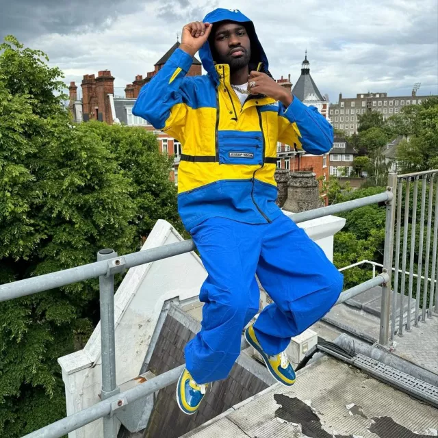 Dave Wardrobe: Supreme x The North Face Blue & Yellow Steep Tech Jacket worn by American Rapper on Instagram
