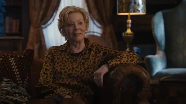 Rosetta Getty Leopard Printed Blouse worn by Deborah Vance (Jean Smart) as seen in Hacks (S03E09)