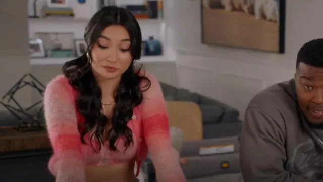 Re/done Gradient-Effect Cropped Cardigan worn by Jaymee (Miya Horcher) as seen in All American (S06E10)