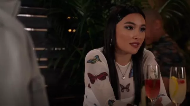 Superdown Ari Butterfly Mesh Top Worn By Jaymee Miya Horcher As Seen In All American S06e10 5178