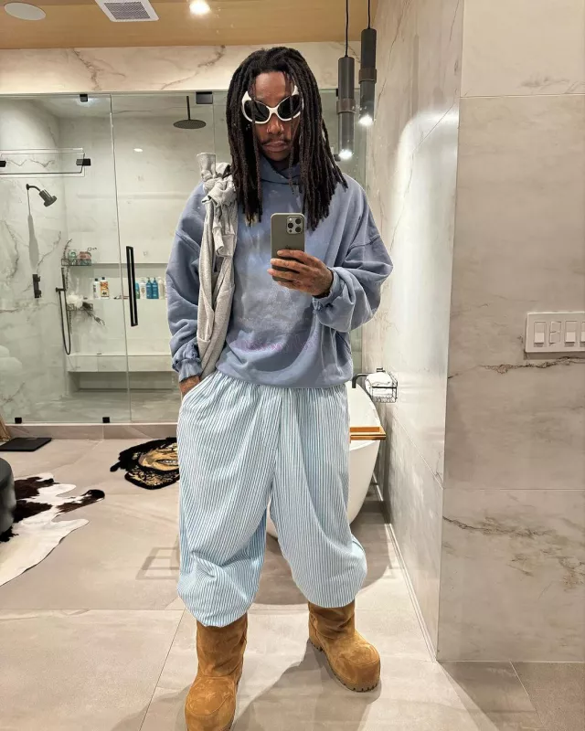 Balenciaga Brown Suede Tall 'Alaska' Snow Boots worn by Wiz Khalifa on the Instagram account @wizkhalifa