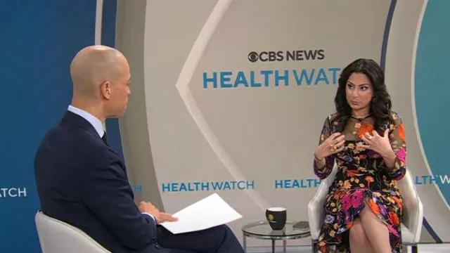 Milly Rosalind Fall Foliage Embroidery Dress worn by Celine Gounder as seen in CBS Mornings on May 31, 2024