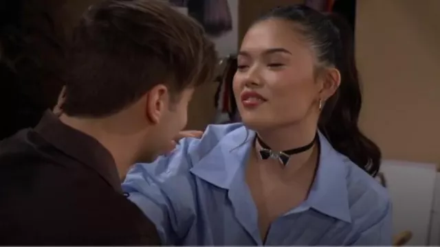 Annika Inez Large Cravat Pendant Necklace worn by Luna ( Lisa Yamada) as seen in The Bold and the Beautiful on May 28, 2024