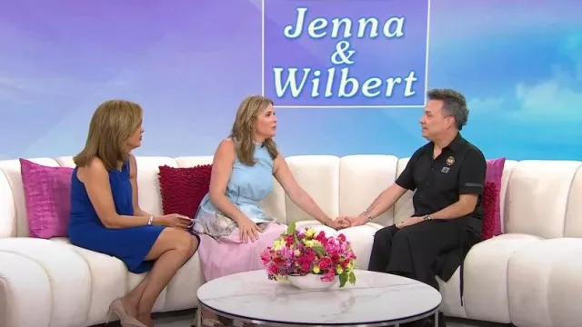 Adrianna Papell Ruffle Front Crepe High/Low Dress worn by Hoda Kotb as seen in Today on June 5, 2024