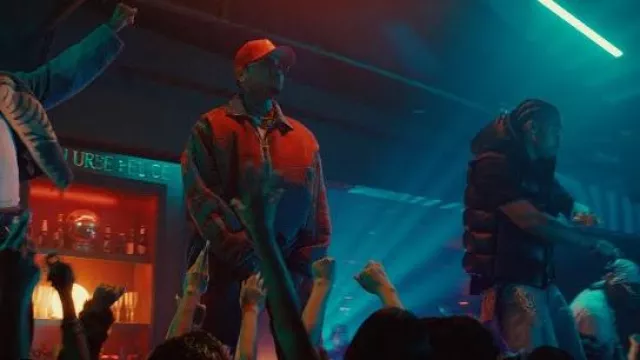 Diesel Red Logo & Blue Denim Devoré Jeans worn by Chris Brown in Chris Brown - Go Girlfriend (Official Video)