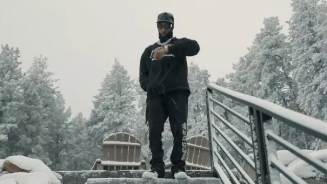 Chrome Hearts Black Allover Monogram Sweatpants worn by Key Glock in Key Glock - F**k Around & Find Out (Official Video)