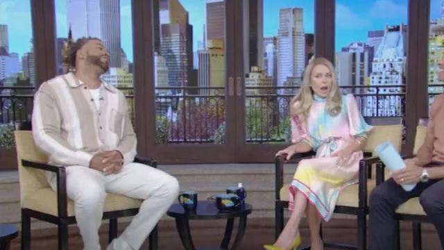 All Saints Truck Stripe Cotton Cardigan worn by Method Man as seen in LIVE with Kelly and Mark on  June 6, 2024