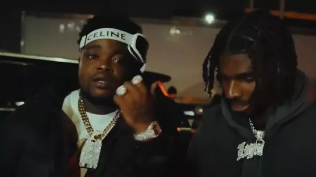 Moose Knuckles Black Monogram 'Holcombe' Down Coat worn by BossMan Dlow in BossMan Dlow - Talk My Shit