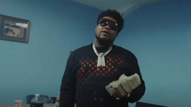 Louis Vuitton Black Gradient Aurora Monogram Sweatshirt worn by BossMan Dlow in BossMan Dlow - Talk My Shit