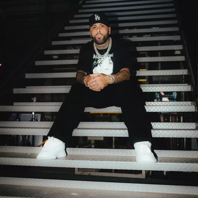 Palm Angels Black Velvet Small Logo Trackpants worn by Nicky Jam on the Instagram account @nickyjam