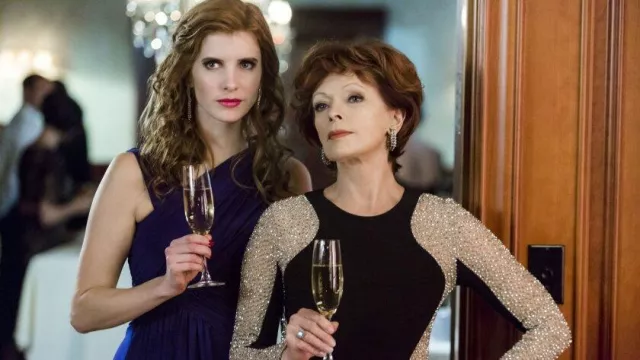 Xscape Long Sleeve Crystal Beaded Gown worn by Violet Darcy (Frances Fisher) in Unleashing Mr. Darcy