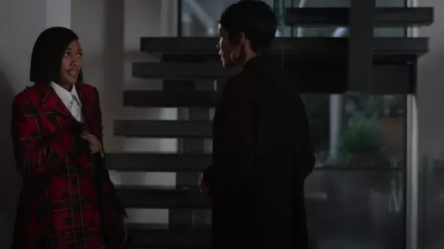 Comme Des Garcons Red Plaid Coat worn by Diana Tejada (LaToya Tonodeo) as seen in Power Book II: Ghost (S04E01)