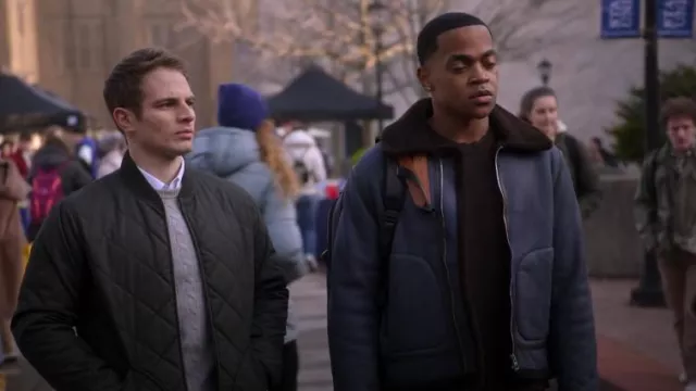 Loewe Short Fur Plain Leather Shearling Biker Jacket worn by Tariq St. Patrick (Michael Rainey Jr.) as seen in Power Book II: Ghost (S04E02)