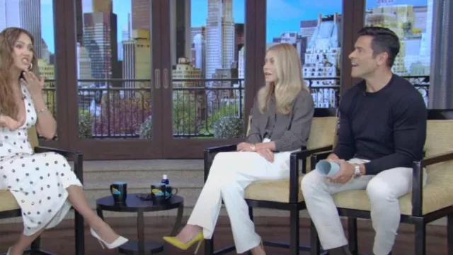 Saint Laurent Lavalliere Neck Blouse worn by Kelly Ripa as seen in LIVE with Kelly and Mark on June 14, 2024