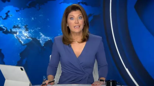 Giorgio Armani Viscose-blend Milano-stitch Midi Dress worn by Norah O'Donnell as seen in CBS Evening News on June 13, 2024
