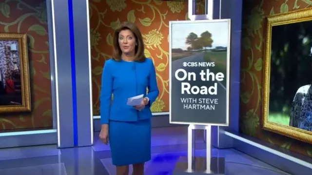 Boss Vileana Pencil Skirt worn by Norah O'Donnell as seen in CBS Evening News on June 14, 2024