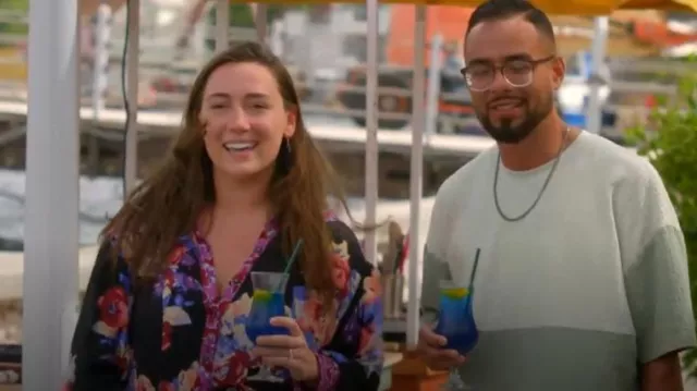 Free People Brunch A Bunch Longsleeve Tunic Top Black Floral Motif worn by Savannah Miller as seen in Top Chef (S21E13)