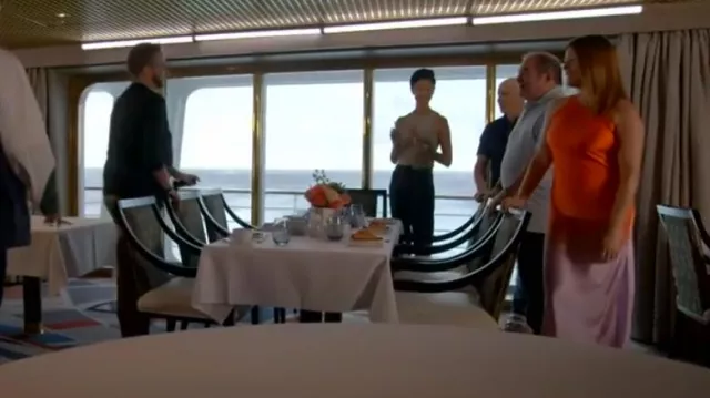 Frame Dip Dye Silk Bias Cut Midi Dress In Red Orange Multi worn by Gail Simmons as seen in Top Chef (S21E14)
