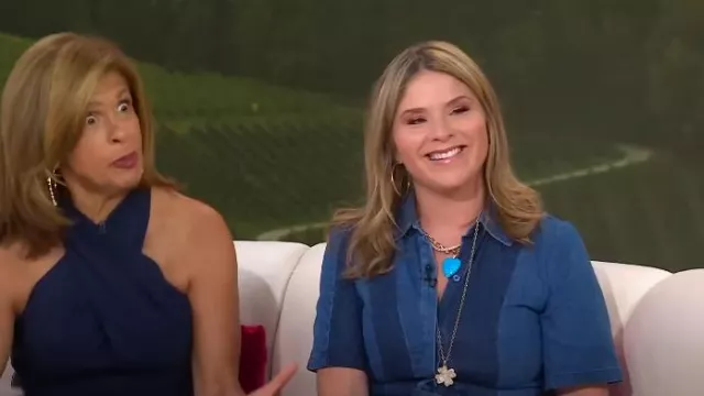 Jane Win Love Carry Your Heart Pendant In Turquoise worn by Jenna Bush Hager as seen in Today with Hoda & Jenna  on June 20, 2024