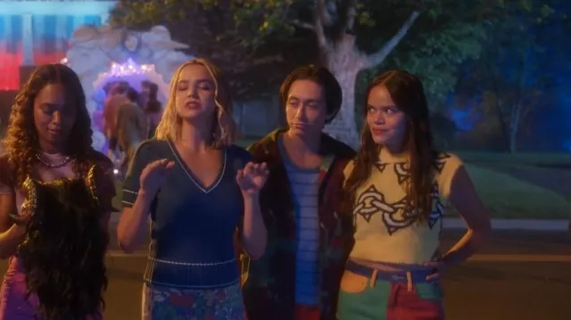 Lazy Oaf Lemon Chain Knitted Vest worn by Minnie 'Mouse' Honrada (Malia Pyles) as seen in Pretty Little Liars: Original Sin (S02E06)