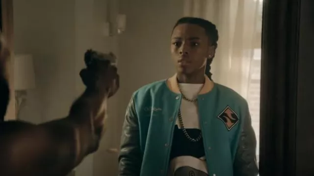 Off-White Varsity Jacket worn by Jake Taylor (Michael Epps) as seen in The Chi (S06E14)