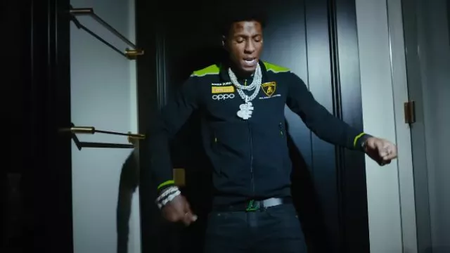 Lamborghini Black & Neon Green 'Squadra Corse' Track Jacket worn by YoungBoy Never Broke Again in NBA YoungBoy - Never Stopping [Official Video]