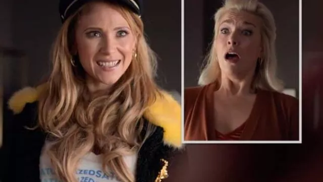 Ted Lasso Wardrobe: Juno Temple wears Black Jacket with Yellow fur and golden decoration to play Keeley Jones in season 1, episode 7 of the TV series