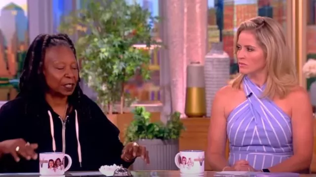 Veronica Beard Baylee Striped Poplin Midi Dress worn by Sara Haines as seen in The View on June 27, 2024
