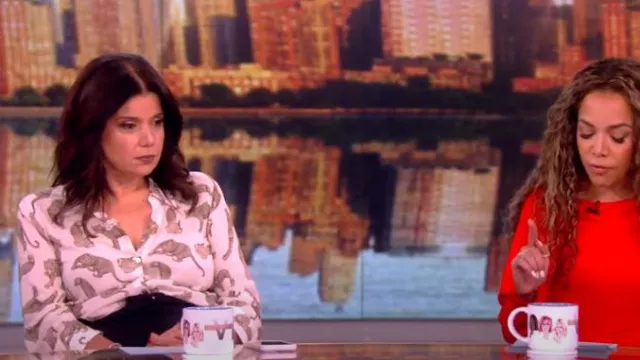 L'Agence Camille Printed Blouse worn by Ana Navarro as seen in The View on June 28, 2024