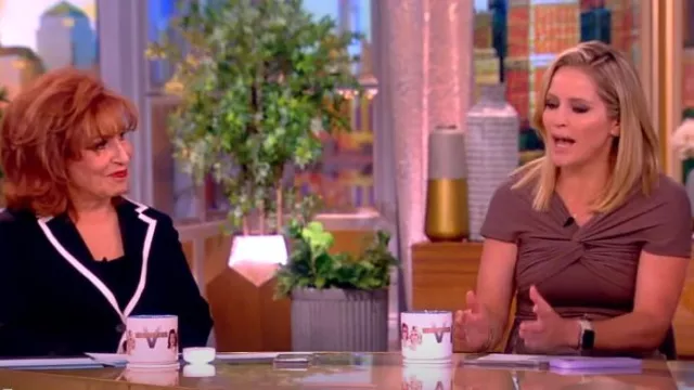 Favorite Daughter The I'm Evolved Off the Shoulder Top worn by Sara Haines as seen in The View on June 28, 2024