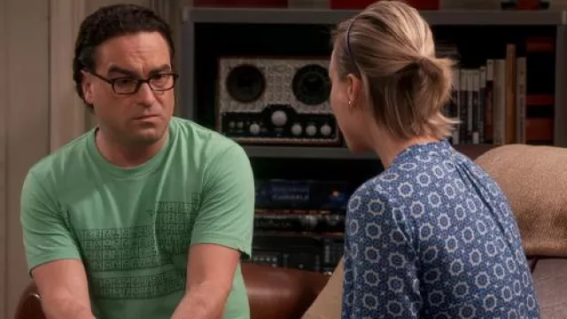 The Big Bang Theory Wardrobe: Periodic Table T-Shirt worn by Leonard Hofstadter (Johnny Galecki) in season 9, episode 2 of the TV series