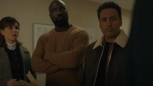 Bruno Magli Camel Hair Cable Knit Crewneck Sweater worn by David Acosta (Mike Colter) as seen in Evil (S04E05)