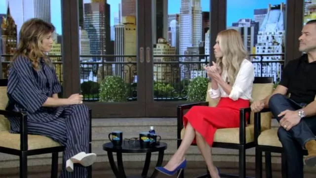 Sandro Midnight Shirt worn by Jennifer Esposito as seen in LIVE with Kelly and Mark on  July 3, 2024