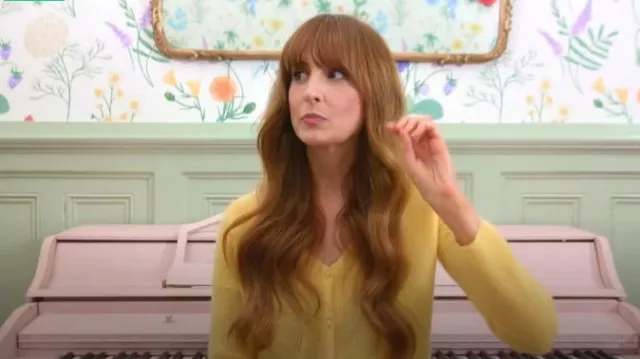 Sezane Barry Cardigan worn by Gray Benko as seen in Happy to be Home with the Benkos (S02E07)