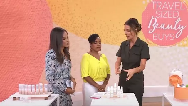 Rivet Utility Stretch Cotton Worker Jumpsuit worn by Sarah Eggenberger as seen in Today on  July 11, 2024