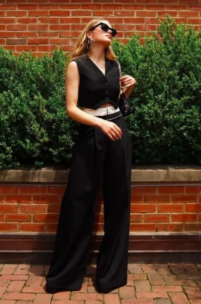 Camila And Marc Amulet Pant worn by  Joey King at Not Skinny but Not Fat Podcast on July 9, 2024
