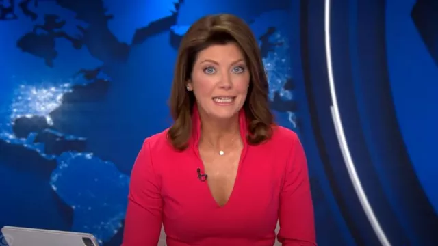 Black Halo Kensington Dress worn by Norah O'Donnell as seen in CBS Evening News on July 11, 2024
