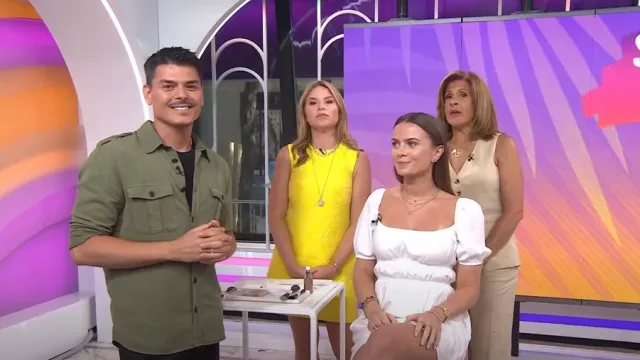 Dolce & Gabbana Floral Embroidered Shift Dress in Giallo worn by Jenna Bush Hager as seen in Today with Hoda & Jenna on July 16, 2024