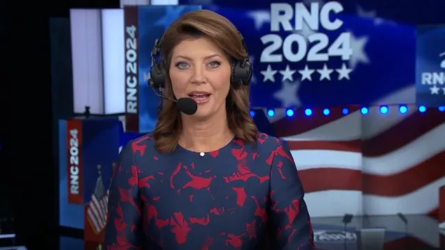 Jason Wu 3/4-Sleeve Floral-Jacquard Mini Cocktail Dress worn by Norah O'Donnell as seen in CBS Evening News on July 17, 2024