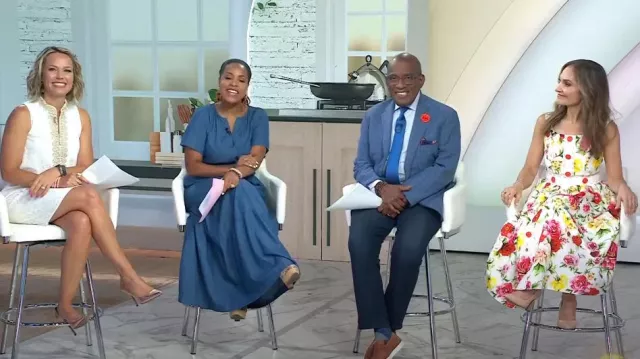 Dolce & Gabbana Robe midi boutonnée en brocart floral portée par Joy Bauer, comme on le voit dans Today le 19 juillet 2024