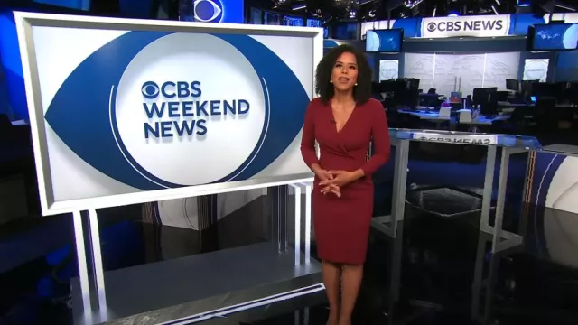 L.K. Bennett Effie Sheath Dress worn by Adriana Díaz as seen in CBS Evening News on July 22, 2024