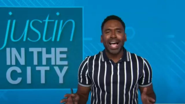 Ted Baker Kimbell Braided Stripe Polo worn by Justin Sylvester as seen in Today with Hoda & Jenna on July 24, 2024