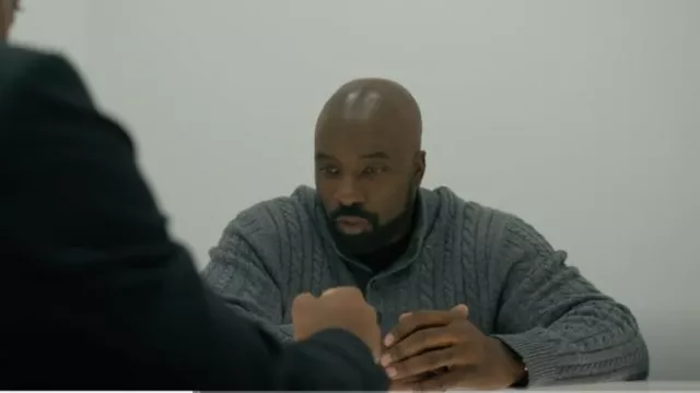 The Men's Store Bloomingdale's Half-Button Cable Knit Sweater worn by David Acosta (Mike Colter) as seen in Evil (S04E08)