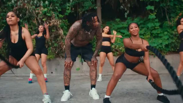 Supreme Hanes Black Mid-Calf Socks worn by Moneybagg Yo in GloRilla - All Dere (feat. Moneybagg Yo) (Official Music VIdeo)