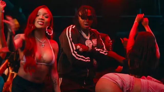Louis Vuitton Black Rectangular LV Clash Sunglasses worn by Moneybagg Yo in GloRilla - All Dere (feat. Moneybagg Yo) (Official Music VIdeo)
