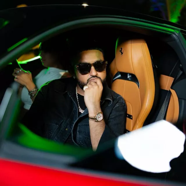 Chrome Hearts Olive Green Clear Box Officer Sunglasses worn by Nav on the Instagram account @nav